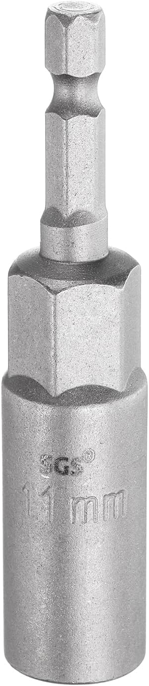 HARFINGTON Nut Driver Drill Bit 11mm Metric Socket 1/4" Hex Shank 3.15" (80mm) Long 6-Point Sockets Quick Change CR-V Steel Bolt Setters for Power Drill Drivers