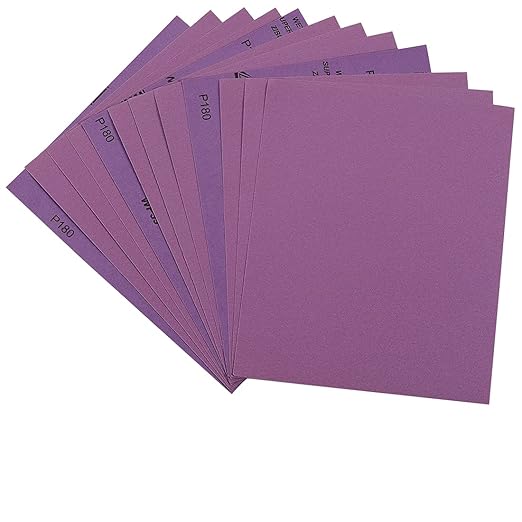 Sandpaper 180 Grit, Wet Dry Sanding Sheets 9 x 11 Inch, Advanced White Fused Alumina Abrasive Sander Paper for Wood Furniture Finishing, Metal Sanding, Automotive Polishing,12-Sheets