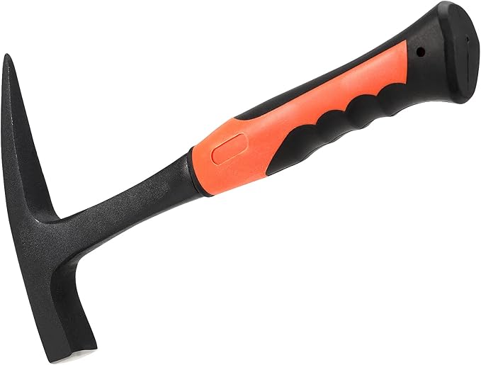 FUNSUEI 2 Pack 28 oz Rock Pick, Geological Hammer with Pointed Tip, Masonry Hammer with Non-Slip Shock Absorbing Grip for Masoners, Geologists, Campers