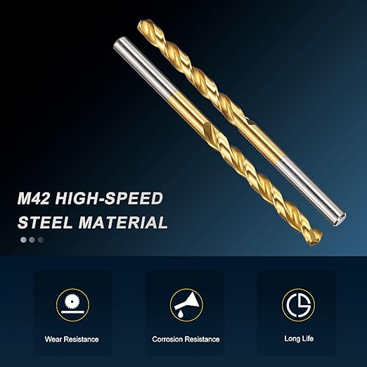 PATIKIL 5mm Drill Bit, M42 8% Cobalt High-Speed Steel Jobber Straight Shank 135° Titanium Nitride (TiN) Coated for Hard Metal Stainless Steel - 4 Pack