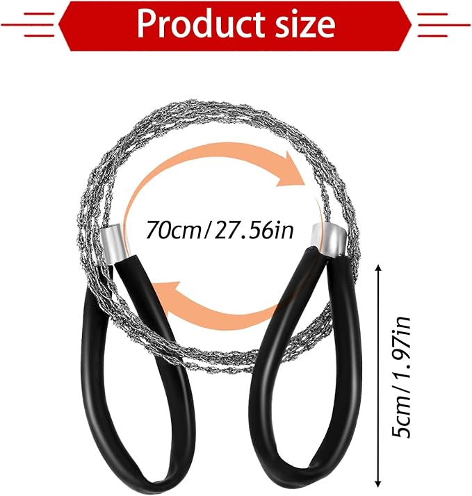 Stainless Steel Cable Saw, 4 PCS Mini Camping Saws Emergency Hand Pocket Survival String Rope Wire Saws Metal PVC Cable Cutting Saw for Home Hiking Hunting Camping, 27.56 Inch