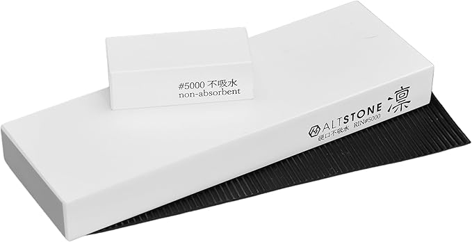 RIN [High-density. Tightly compacted.] Splash & Go, Whetstone Sharpening stone grit w/Nagura, 7.1" x 2.4" x 0.8" (Ideal for home-use), Made in Japan (#5000)