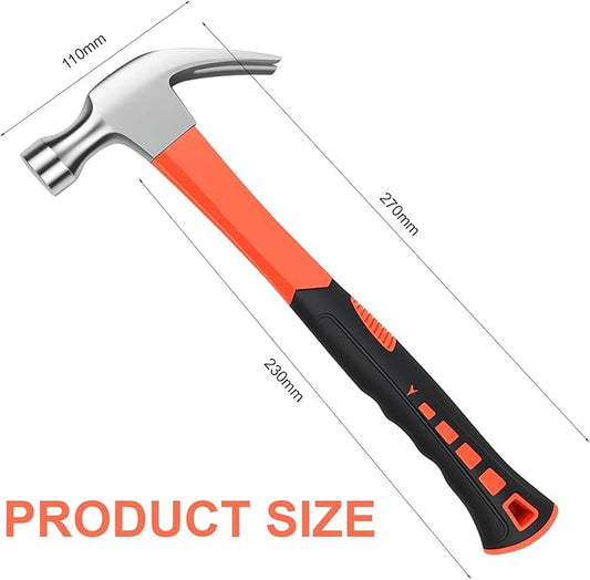 Framing Hammer Claw Camping Hammer Hammers with Smooth Face Long Handle Straight Claw Hammer 11oz for DIY Craft Industry Home Outdoor