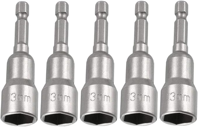 5pcs Power Screwdriver Nut Driver Bit Set Sizes 13mm 1/4??Hex Shank Impact Nuts Driver Drill Bits Metric Wrench Socket Bit
