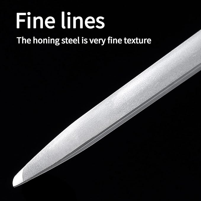 Sharpening Steel 10 inch Professional Knife Sharpener Honing Rod, Fine Lines, High hardness, Flat Knife Honing Steel