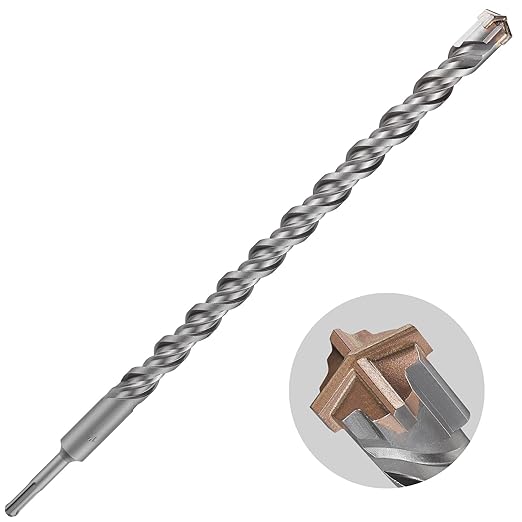 Extra Long Hammer Drill Bit - 1pcs 1" X 18"-16" Cross-Type Double Thread Carbide for Concrete, Brick, Stone, Cement Walls