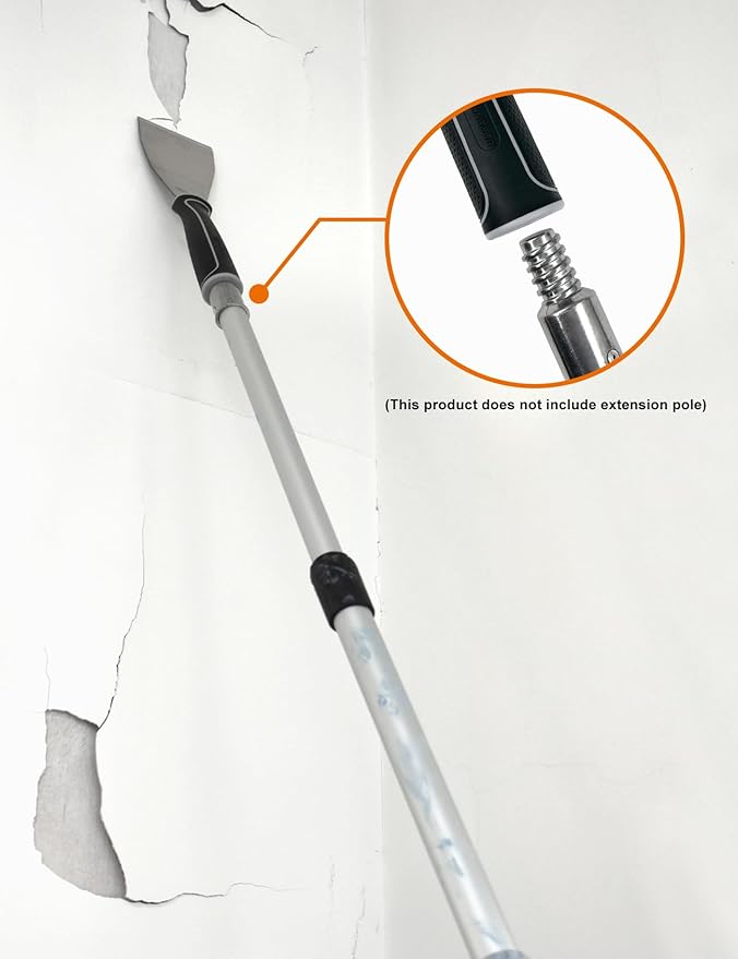 ROLLINGDOG 3 Inch Pole Scraper - Stainless Steel Bent Blade With Anti-Slip Rubber Handle, Heavy Duty Paint Remover Scraper Tool