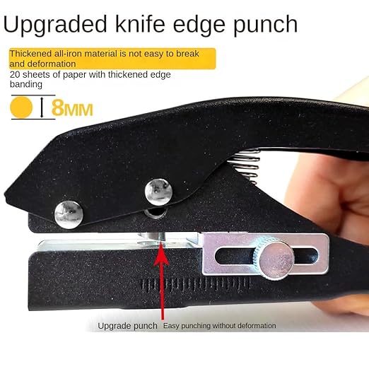 12mm Heavy Duty Hole Puncher Single, Circle Hole Punch Paper Punch Hand-Held Round Single Hole Punch for ID Cards PVC Cards Badge Photos Easy Install
