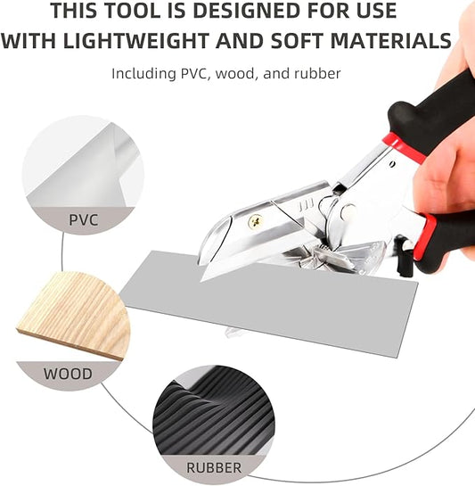 Multi Angle Miter Shears, Multifunctional Trunking Shears for Angular Cutting of Moulding and Trim, Adjustable at 45 to 135 Degree, Hand Tools for Cutting Soft Wood, Plastic, PVC