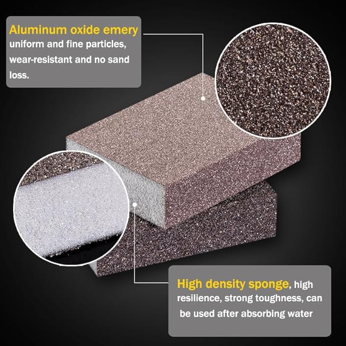 6Pcs100x70x26mm Sanding Sponge, 100 Grit Abrasive Block,Hand Sanding Tool
