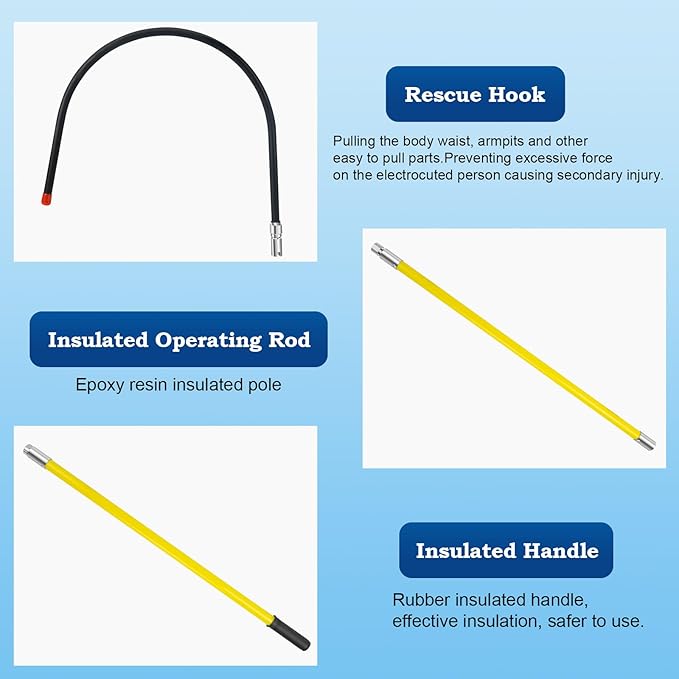 Rescue Hook, High Voltage Insulated Rescue Hook high Voltage Telescopic 10kv35kv, Fire Electrician Anti-electrocution Rescue Hook 380V, 7.6-Foot Rescue Hook, 18 inch Opening