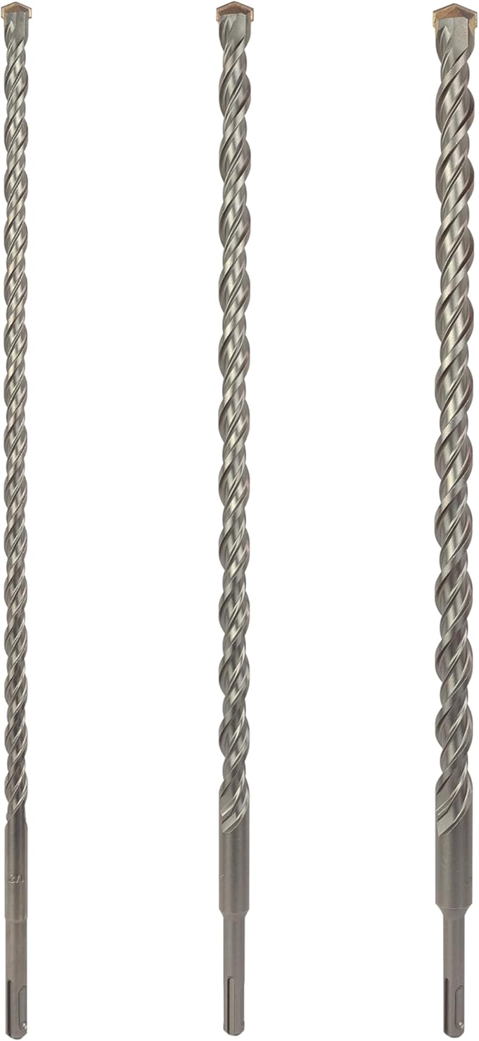 3-Piece 18 Inch SDS Plus Rotary Hammer Drill Bit Set, 1/2" x 18", 5/8" x 18", 3/4" x 18", Carbide Tipped for Brick, Stone, and Concrete (18" 3pcs)
