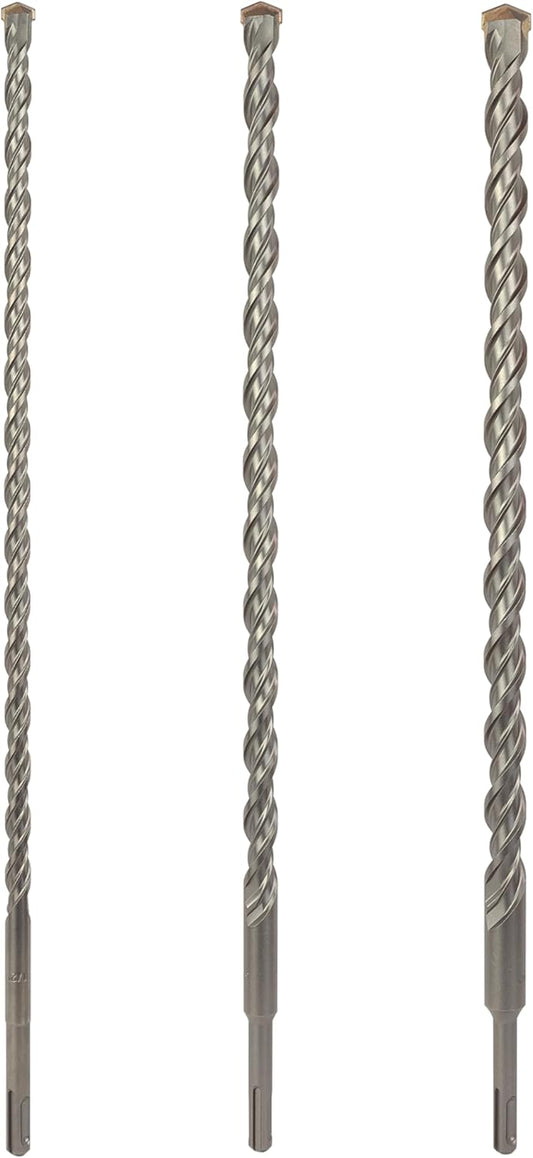 3-Piece 18 Inch SDS Plus Rotary Hammer Drill Bit Set, 1/2" x 18", 5/8" x 18", 3/4" x 18", Carbide Tipped for Brick, Stone, and Concrete (18" 3pcs)