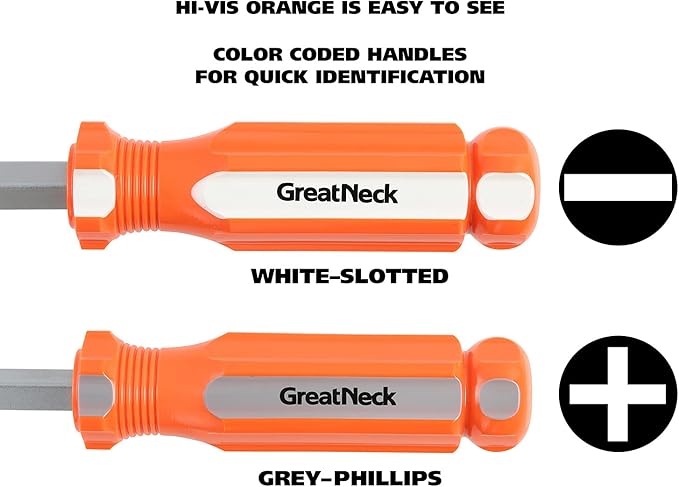 GreatNeck 7 Piece Screwdriver Set - Slotted and Phillips Heavy Duty Screwdriver
