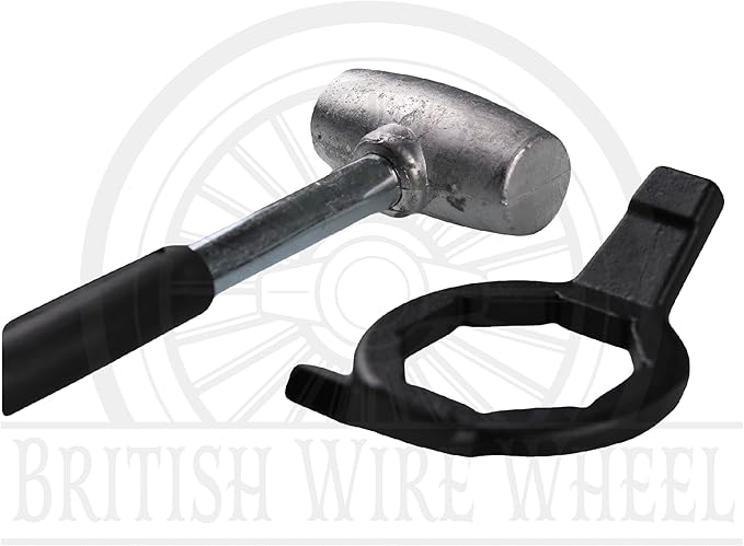 4lb Lead Hammer with 8-sided Hex Wrench Set - Dead Blow Lead Hammer + Hex Wrench are Essential Tools for Lowriders and Cars with Hex Knock-Off Spinner Cap Fitted Wire Wheels