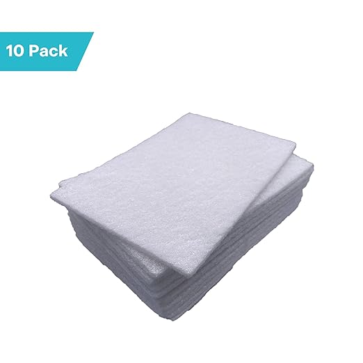 VSM 10-Pack: 6" x 9", White - Fine, Non-Woven Hand Pad, Rust and Oxidation Resistant, Multipurpose Abrasive Scrub Pad for Finishing and Cleaning