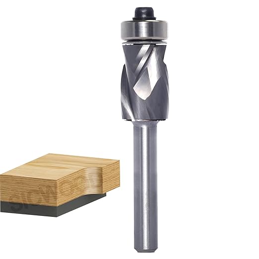 Compression Top Bearing Flush Trim Router Bit 1/4 Shank - 1/2" Cutting Dia, 3/4??Cut Height, Carbide Spiral Up-Down Pattern Template Flush Cut Router Bit, for Wood Trimming
