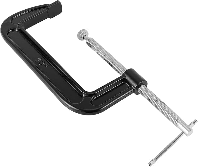 JAPCHET 2 Packs 10 Inches Black C Clamp, Malleable Iron C-clamp, Heavy-Duty C-Clamp for Metalworking, Woodworking, 6-Inch Max Jaw Opening, 3-1/2 Inch Throat Depth