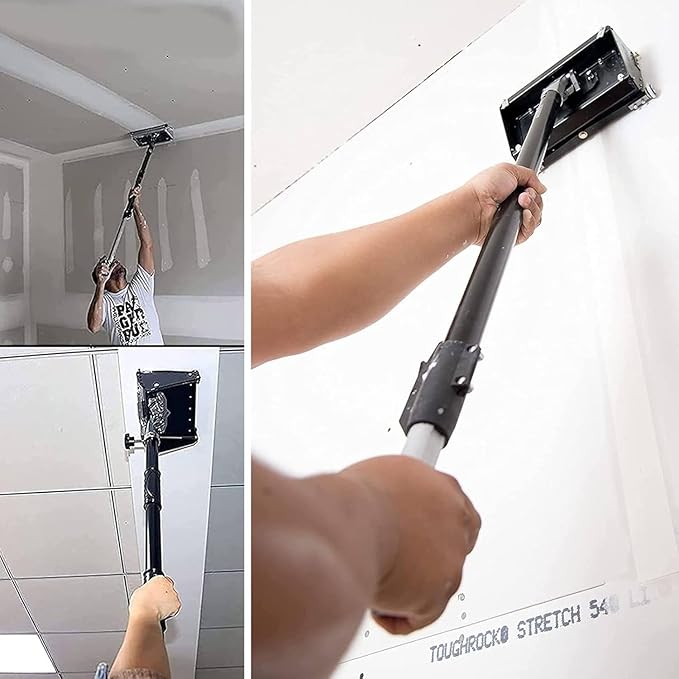 Drywall Taping Flastering Smoothing Tool,Professional 8/10/12 Inch Drywall Flat Finishing Box, Drywall Knife Tools,Mud Drywall Skimming Blade,with 41''- 65'' Adjustable Handle,22cm/8in