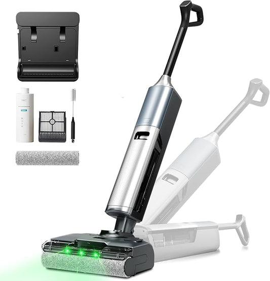 Wet Dry Vacuum Cleaner,Cordless Vacuum Mop Combo with Self-Cleaning,All in one Floor Cleaner Machine for Hard Floor,45kPa Suction 75 Mins Runtime Anti-Tangle,LED Light,180째 Lay-Flat,Self Propelled