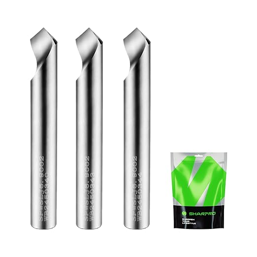 SHARPRO Chamfer Router Bits V Groove O Flute Spiral Router Bit 90 Degree 1/4 Inch Shank CNC Carbide V-bit for Engraving and Chamfering Lettering, Ideal for Wood, Acrylic and PVC (3PCS)
