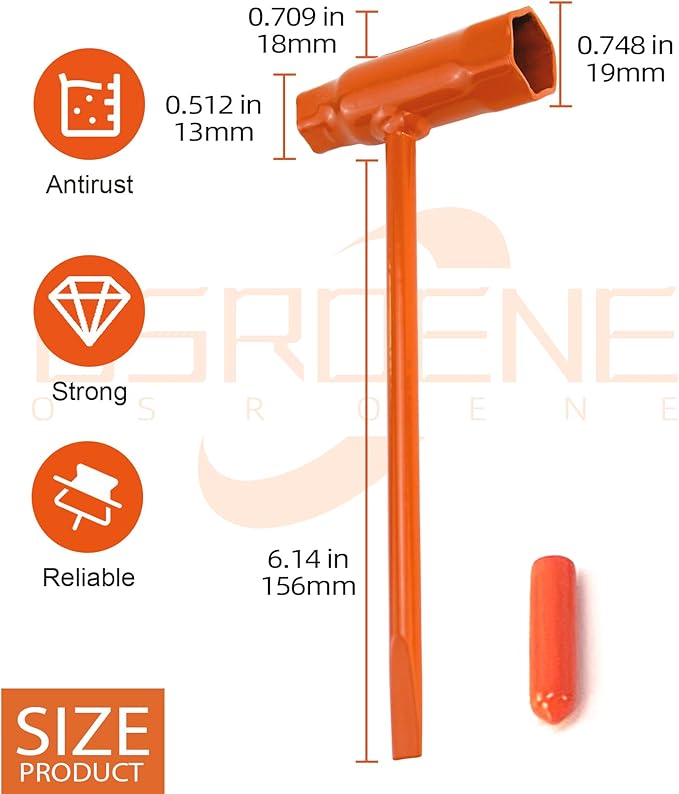 OSROENE 3 Pack Chainsaw Wrench, Orange Chainsaw Tool Compatible with Stihl Husqvarna, Chain Saw Scrench, 13 by 19mm 1/2x3/4 T-Wrench Spanner Tool