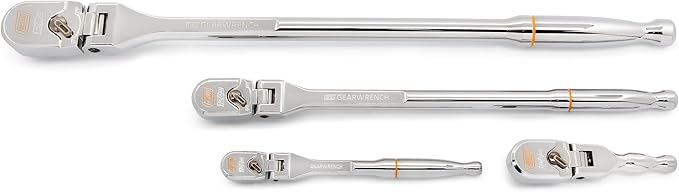 GEARWRENCH 4 Piece 1/4", 3/8", and 1/2" Drive 120XP Full Polish Flex Handle Teardrop Ratchet Set | 81230XP