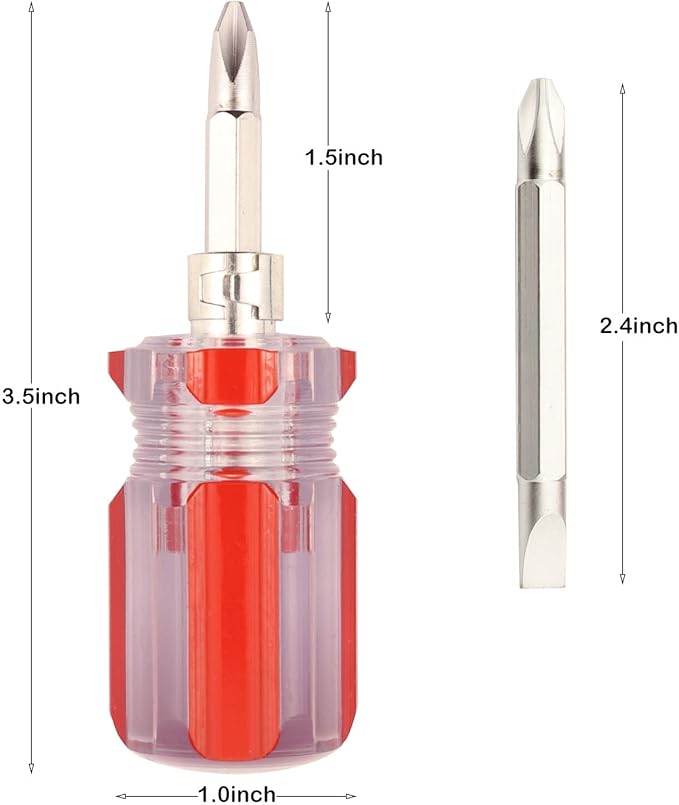 Stubby Magnetic Screwdriver With Phillips Head and Flat Head,Small Pocket Screwdriver for DIY Repairing,2 Piece Set