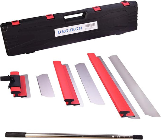 Drywall Tools Skimming Blade with Extension Handle - 12", 20" & 32" Blades with 2 Pack 0.3 mm Blades, Construction Tools End Caps, Wall-Board with Outer Box in Red