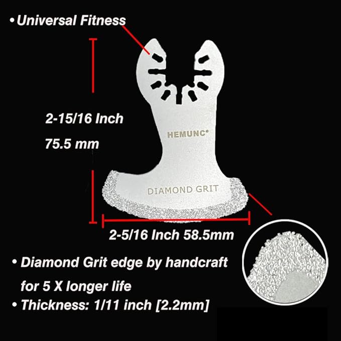 10Pcs Diamond Oscillating Tool Blades, Multi Tool Mortar Cutting Saw Blades Precise for Grout Removal and Soft Tile Cu