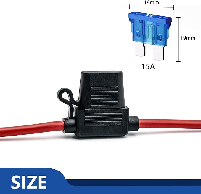 10 Pack 14 AWG Inline Fuse Holder - 12V-DC ATC/ATO 14 Gauge Fuse Holder for 15A Blade Fuse