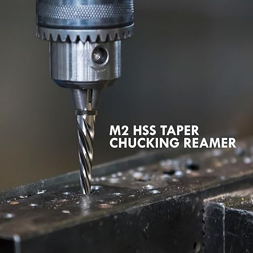 3/8" Bridge Construction Reamer, M2 HSS Taper Chucking Reamer Drill Bit with 5-Spiral Flutes Design for Steel, Alloy, Aluminum, Wood and Plastic