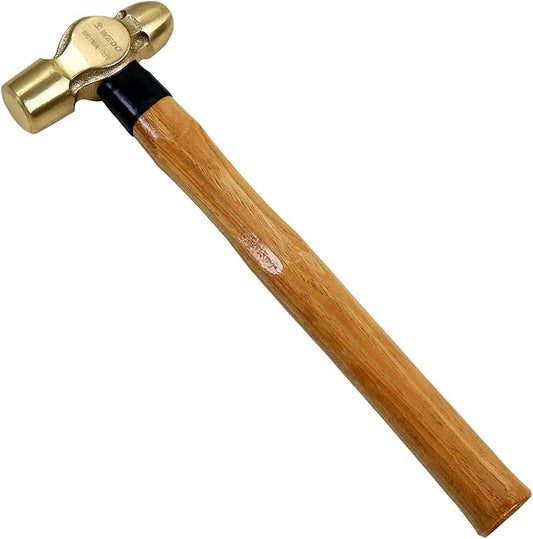 WEDO Brass Ball Peen Hammer 40 oz(2-1/2lb), Ball Pein Hammer with Wooden Handle, Length 350mm(13.5"), Die-Forged, Corrosion Resistant, DIN Standard