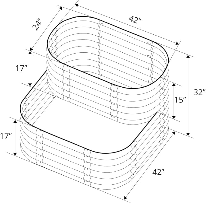 Vego garden Cascading Raised Garden Planter Box Outdoor Metal Galvanized Gardening Bed for Vegetables Herb & Flower, British Green