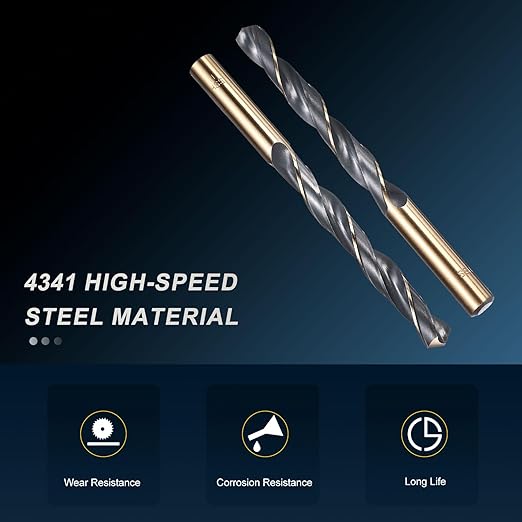 PATIKIL 11mm Drill Bit, Jobber Straight Shank 4341 High-Speed Steel 118째 Black and Gold Finish for Medium-Hard Metal Steel Acrylic - 1 Pack