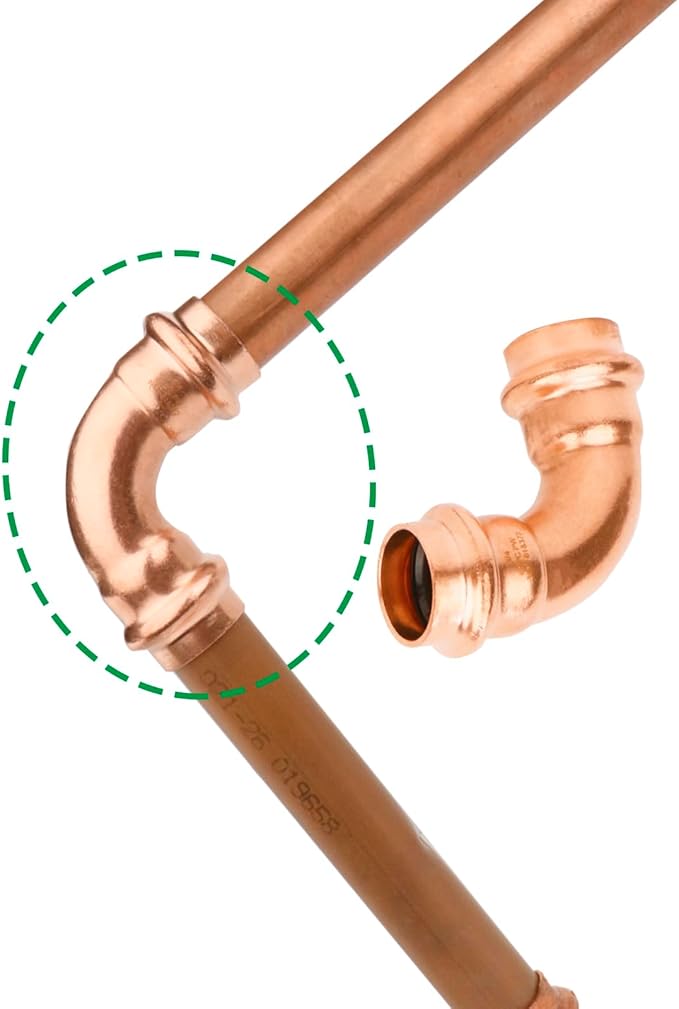 WHK 10 Pack 3/4" Propress x 3/4" Pro press Copper 90 Degree Elbow Crimp Press Fittings Adapter Coupling Propress 0.75??inch Cooper to Cooper Pipe Connection (Lead-Free)