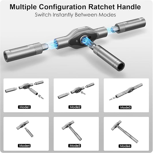 42 in 1 Magnetic Screwdriver Set, Portable Multi Bit Compact Ratchet Precision Screwdriver Set Mini Repair Tool Kit for Diy, Laptop Computer, Bicycles, Furniture, Eyeglass and More (Black)