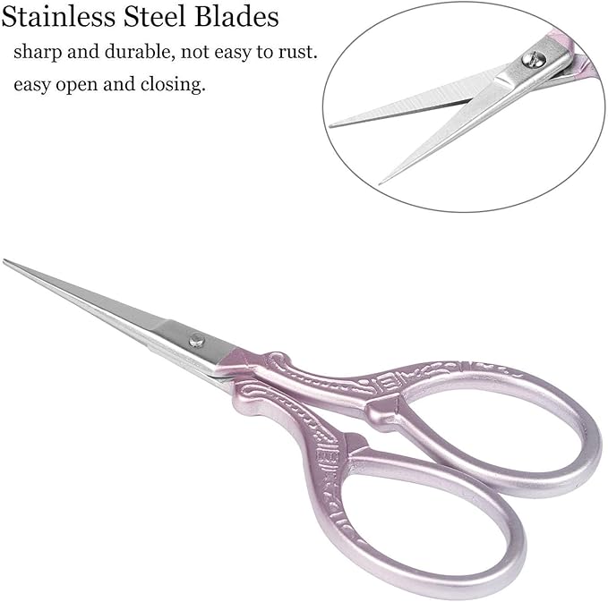 BIHRTC 3.6 Inch Little Stainless Steel Sharp Scissors Sewing Craft DIY Tools Shears for Embroidery Needlework Office Craft Houshold Needlepoint Scissors