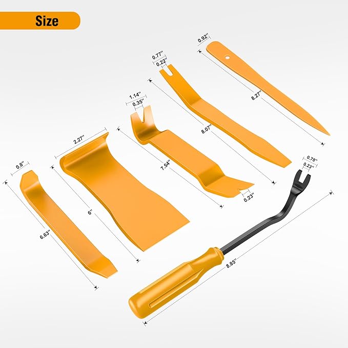 GOOACC 6PCS Auto Trim Removal Tool Kit No-Scratch Tool Kit for Car Audio Dash Window Molding Fastener Remover Tool Kit-Yellow