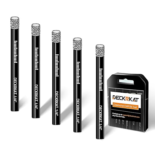 5 Packs Dry Diamond Drill Bits Set 1/4" 6mm Vacuum Brazed Diamond Hole Saws for Granite Tile Ceramic Marble Stone Glass and More Hard Materials (not for Wood), Round Shank with Storage Case.