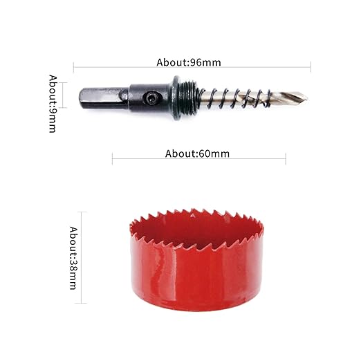 Hole Saw Drill Bit LAIWEI HSS Hole Cutter with Arbor for Wood,PVC Board and Plasterboard(2-3/8"(60mm Hole Saw))
