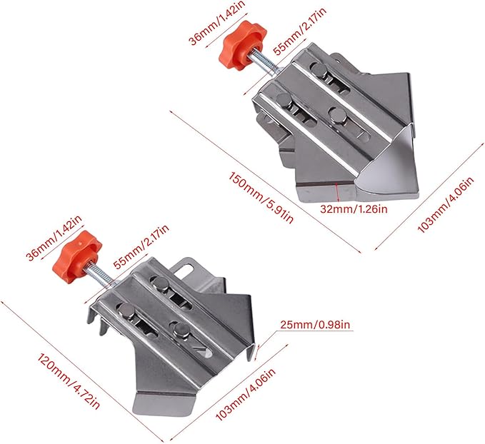 Fayelume 4PCS 90 Degree Corner Clamp, Stainless Steel Right Angle Clamp, Opened and Closed Pipe Corner Clamps, Adjustable for Woodworking