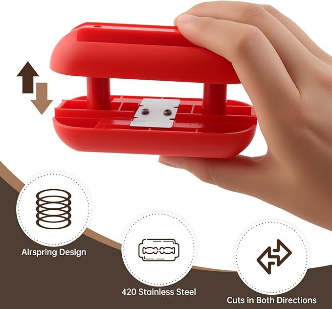 Edge Banding Trimmer with 6pcs Tungsten Carbide Blades, Screwdriver, Hand Planer Edge Bander, Manual Edge Banding Cutter for PVC ABS Melamine, Red
