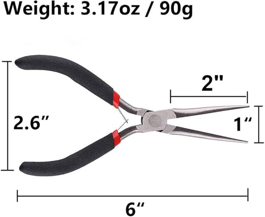 2Pcs Extra Long Needle Nose Pliers Precision Wire Plier Repair Tool (6-Inch)