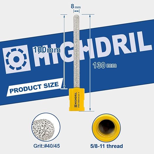 Diamond Mortar Raking Bit - HIGHDRIL 2pcs 5/16" x 4" (8mm x 100mm) 5/8-11 Thread Diamond Mortar Router for Old Mortar,Blown,Damaged Bricks or Natural Stone Removal