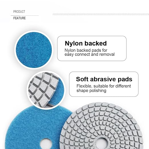 SHDIATOOL 8Pcs 4 Inch Diamond Wet Polishing Pads with White Bond Grit 3000 for Marble Granite Stone