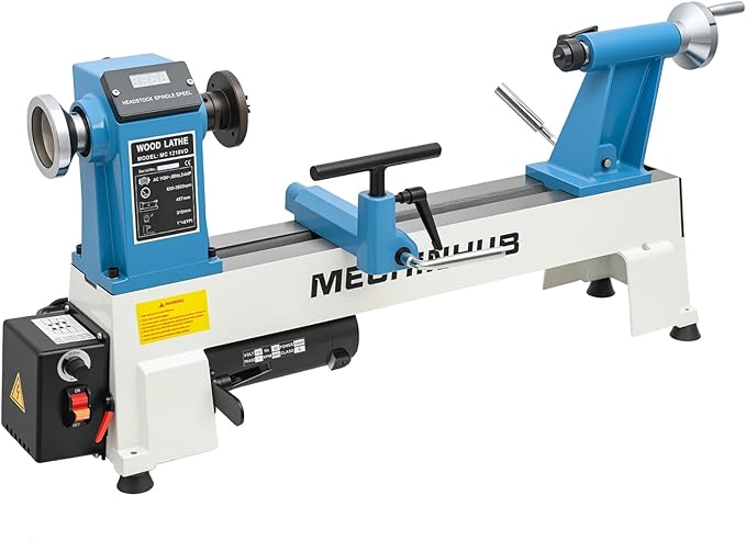 12" x 18" Digital Display Benchtop Wood Lathe Machine and 4 Inch 4 - Jaw Wood Lathe Chuck Set