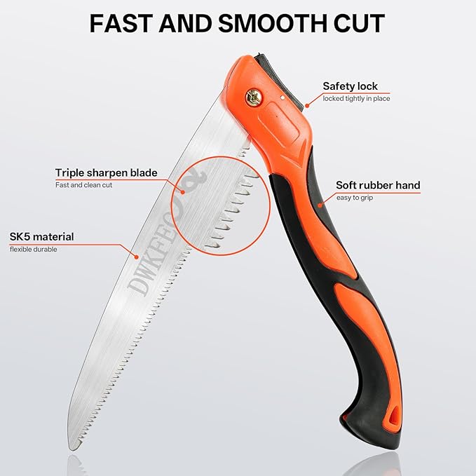 3PCS DWKFEOQ Folding Saw and Stainless Steel Cable Saws Set, 11.8 Inch Long Blade Hand Saws for Wood Camping, Dry Wood Pruning Saw With Hard Teeth, Quality SK-5 Steel