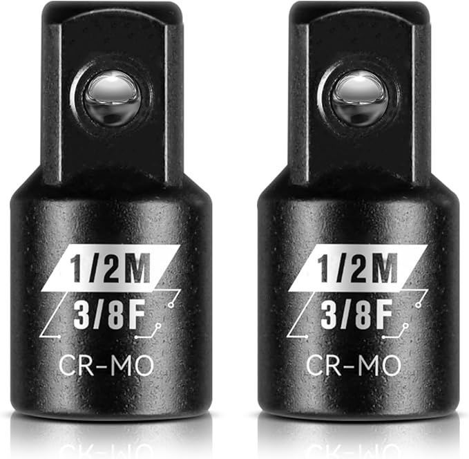 BLACKROBOT 2 Piece 3/8?쒯 To 1/2?쒶 Impact Socket Adapter Set,SAE Drive Cr-Mo Steel Exceeds ANSI Standards,Square Drive Reducer for Impact Driver Wrench