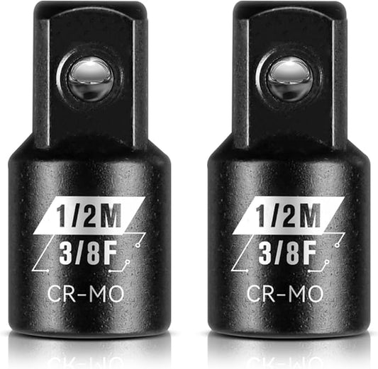 BLACKROBOT 2 Piece 3/8?쒯 To 1/2?쒶 Impact Socket Adapter Set,SAE Drive Cr-Mo Steel Exceeds ANSI Standards,Square Drive Reducer for Impact Driver Wrench